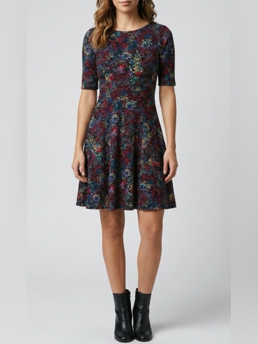 LuLaRoe  Floral Fit-and-Flare Midi Dress